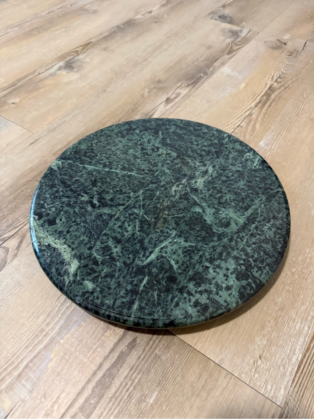 Vintage Verde Green Marble Lazy Susan Turntable Serving Platter MCM